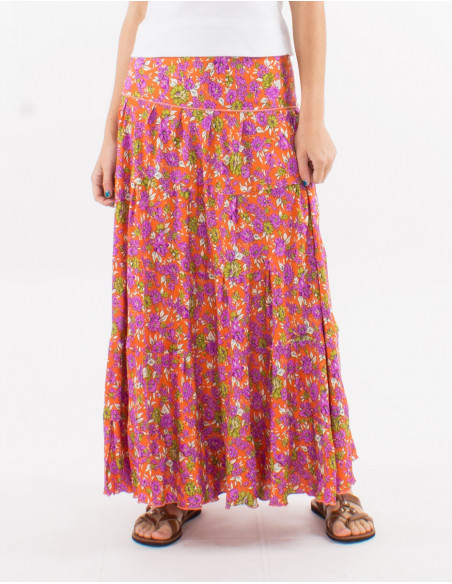Bohemian flowing long skirt with ruffles