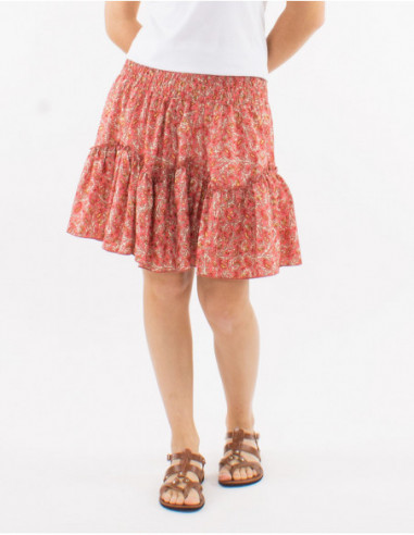 Short boho cashmere skirt with ruffles