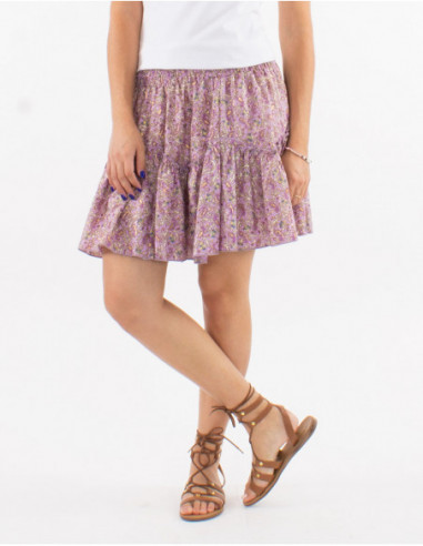 Short boho cashmere skirt with ruffles