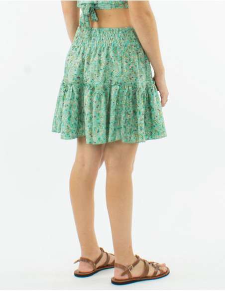 Short boho cashmere skirt with ruffles