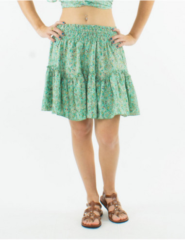 Short boho cashmere skirt with ruffles