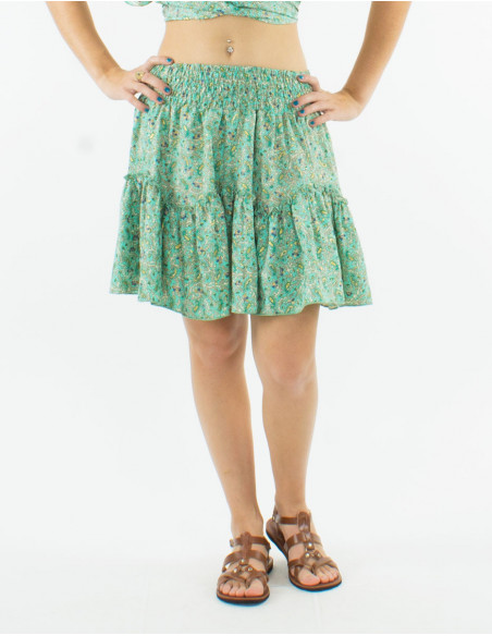 Short boho cashmere skirt with ruffles