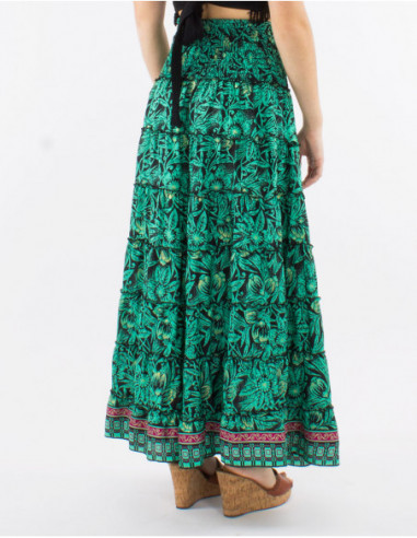 Jupe robe 2 en 1 ethnique fleurie