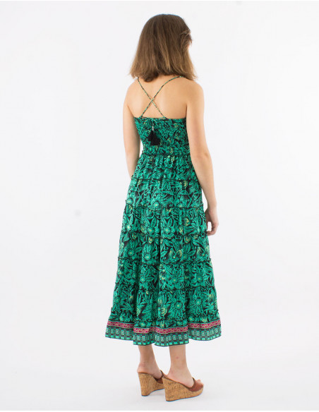 Jupe robe 2 en 1 ethnique fleurie