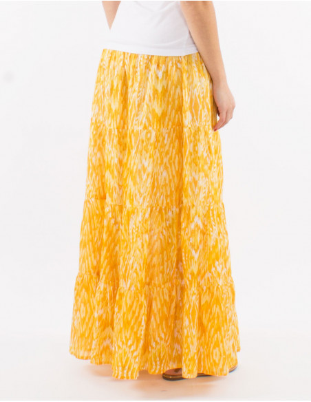 Jupe longue d'été motif aztèque pastel