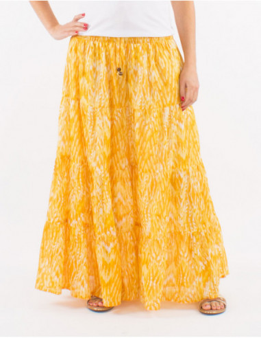 Jupe longue d'été motif aztèque pastel