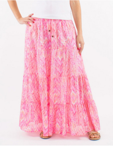 Long summer skirt pastel aztec pattern