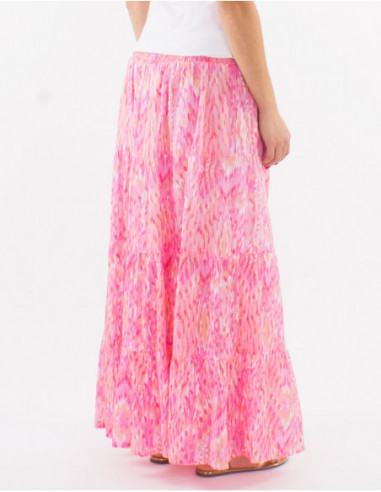Long summer skirt pastel aztec pattern