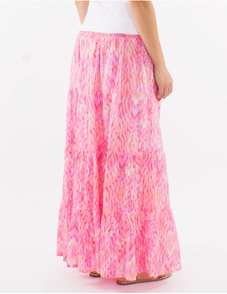 Long summer skirt pastel aztec pattern