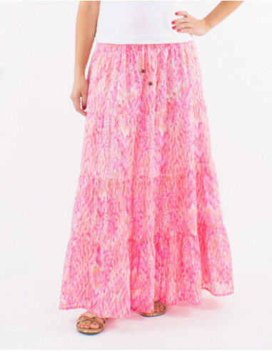 Long summer skirt pastel aztec pattern