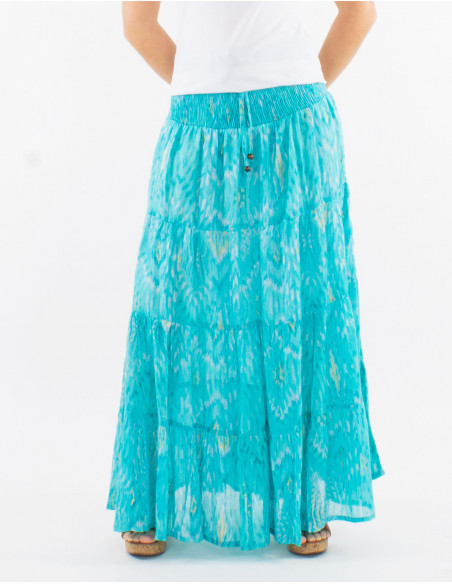 Long summer skirt pastel aztec pattern