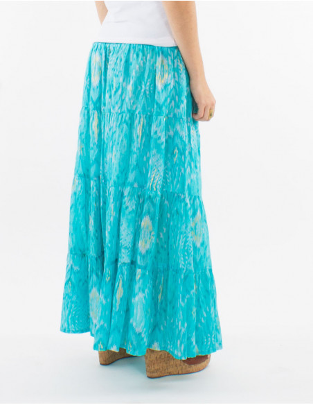 Long summer skirt pastel aztec pattern