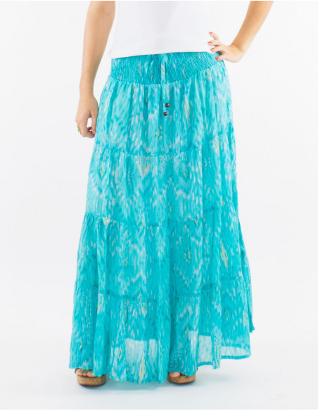 Long summer skirt pastel aztec pattern