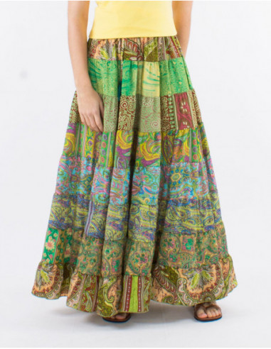 Long skirt with patchwork ruffles