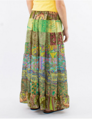 Long skirt with patchwork ruffles