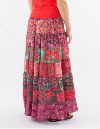 Long skirt with patchwork ruffles