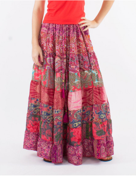 Long skirt with patchwork ruffles