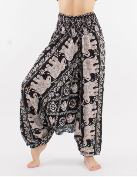 Sarouel ethnique motifs éléphants