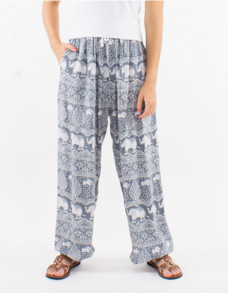 Elephant print viscose pants