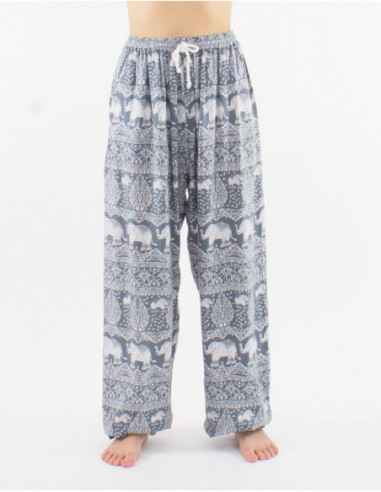 Elephant print viscose pants