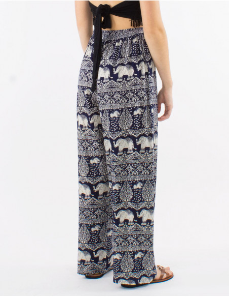 Pantalon en viscose imprimé éléphants