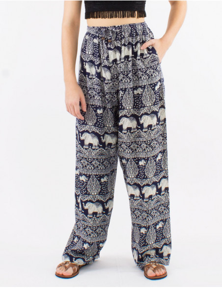 Elephant print viscose pants