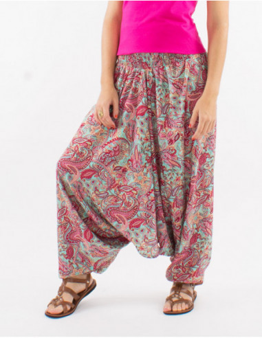 Pantalon sarouel boho cachemire doré