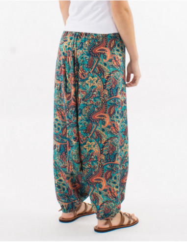 Pantalon sarouel boho cachemire doré