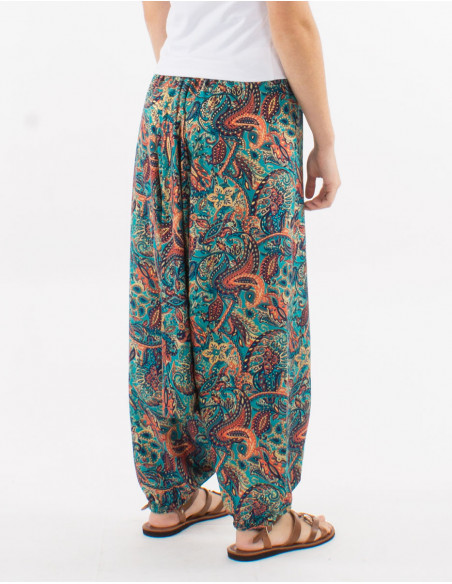 Pantalon sarouel boho cachemire doré