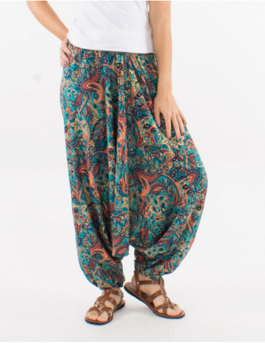 Pantalon sarouel boho cachemire doré