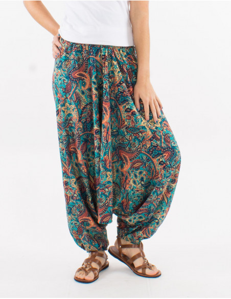 Pantalon sarouel boho cachemire doré