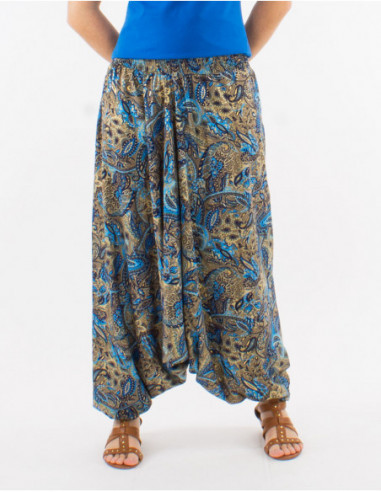 Pantalon sarouel boho cachemire doré