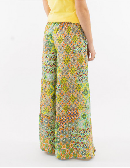 Pantalon extra large patchwork aztèque