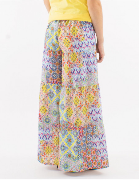 Pantalon extra large patchwork aztèque