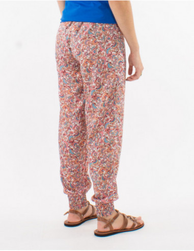 Pantalon d'été élastiqué bouquet fleuri