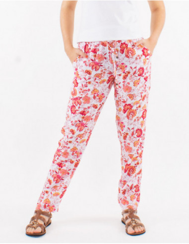 Pantalon été bohème bouquets fleuris