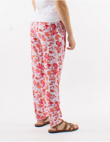 Pantalon été bohème bouquets fleuris