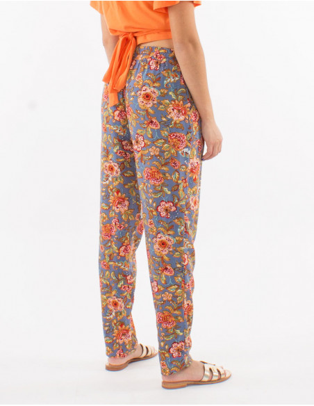 Summer straight cut pant with flowers