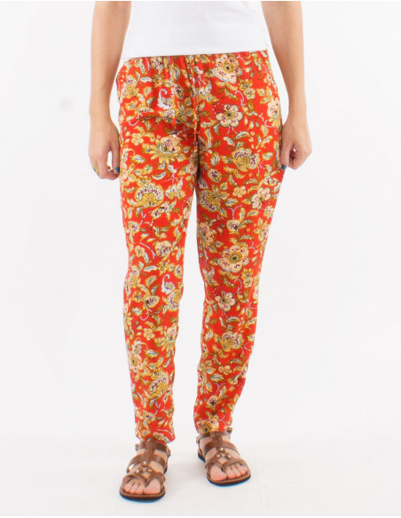 Summer straight cut pant with flowers