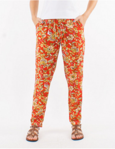Summer straight cut pant with flowers