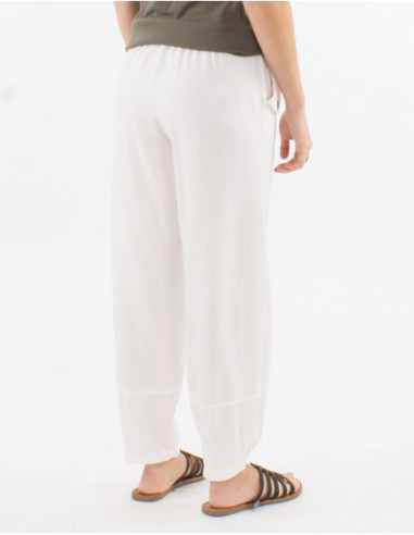 Pantalon droit boho avec lin uni