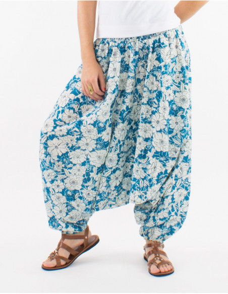 Sarouel en coton motif romantique