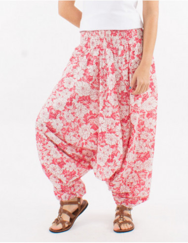 Sarouel en coton motif romantique