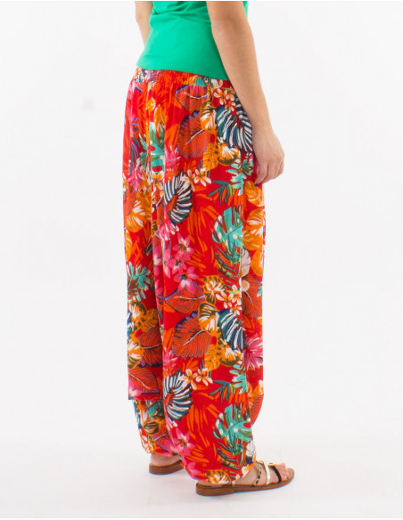 Tropical-print viscose saroual