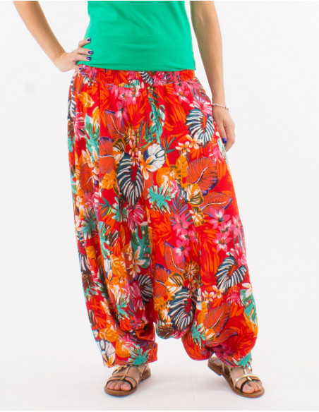 Tropical-print viscose saroual