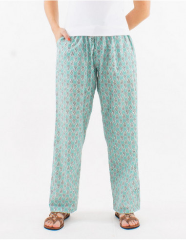 Pantalon d'été en coton motif ethnique