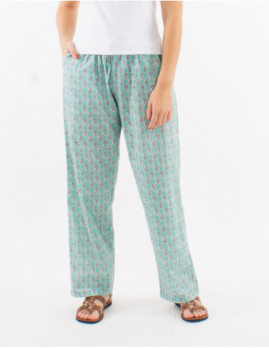 Pantalon d'été en coton motif ethnique