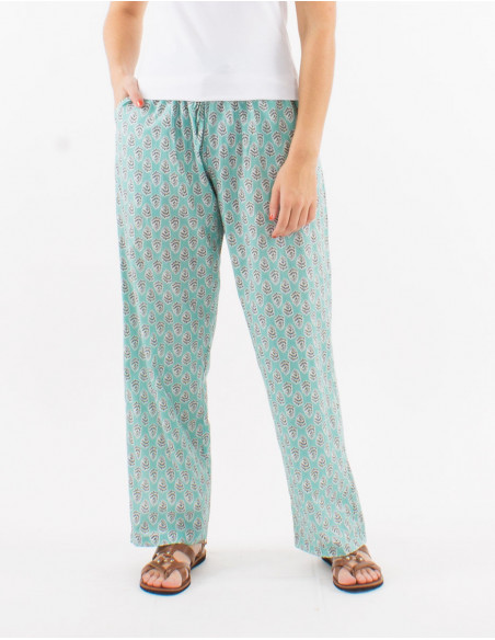 Pantalon d'été en coton motif ethnique