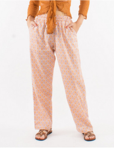 Pantalon d'été en coton motif ethnique