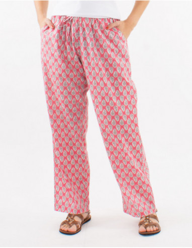 Pantalon d'été en coton motif ethnique